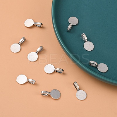 Tibetan Style Alloy Glue On Flat Pad Pendant Bails TIBEP-1124-AS-FF-1