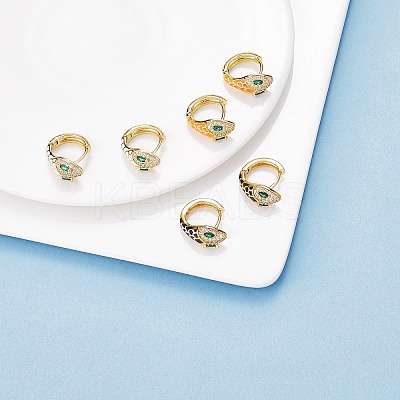 Cubic Zirconia Snake Hoop Earrings with Enamel EJEW-SZ0001-87D-1
