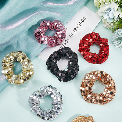 6Pcs 6 Colors Polyester Elastic Hair Accessories AJEW-CN0003-81-1