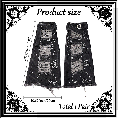 Denim Fabric Ripped Leg Sleeves AJEW-WH20060-26-1