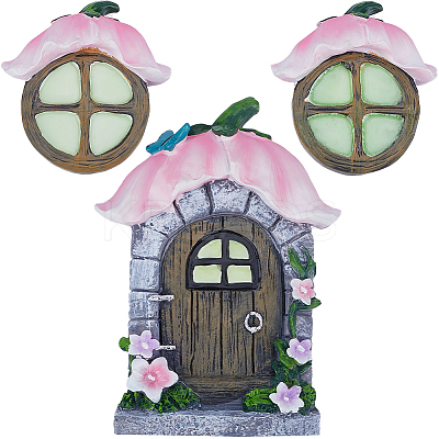 Resin Fairy Gnome Window and Door Sculpture AJEW-WH0415-95-1