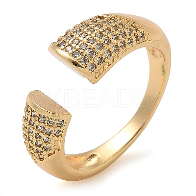 Brass Micro Pave Clear Cubic Zirconia Cuff Finger Rings for Women RJEW-B112-06G-1