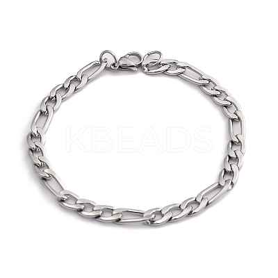 Tarnish Resistant Trendy Women's 304 Stainless Steel Figaro Chain Bracelets STAS-A028-B017P-1