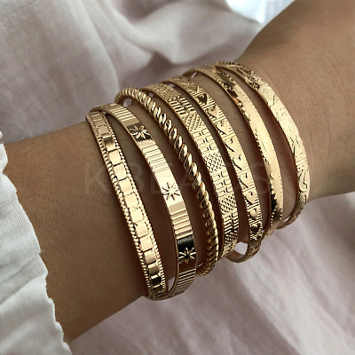 7Pcs Alloy Cuff Bangle Set for Women WG45AE5-09-1