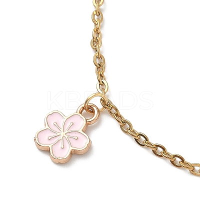 3Pcs 3 Colors Flower Alloy Enamel Charm Bracelets BJEW-JB12285-1