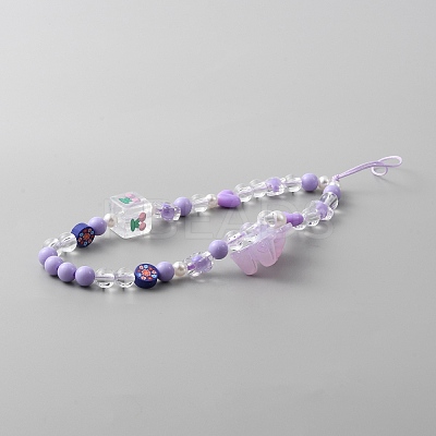 Bear Acrylic Beaded Mobile Phone Lanyard Wrist Strap LS-FIND-WH0155-022-1