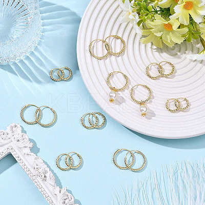 24Pcs 3 Styles Brass Textured Hoop Earrings EJEW-SC0010-89G-1