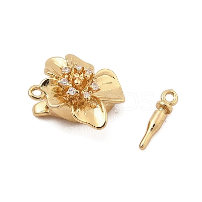 Brass Micro Pave Clear Cubic Zirconia Box Clasps KK-C075-18G-1