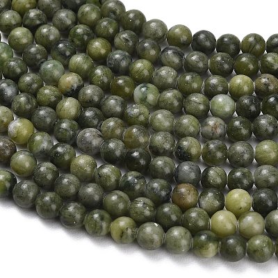 Natural Chinese Jade/Southern Jade Beads Strands G-P626-6mm-01-1