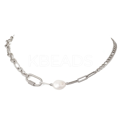 304 Stainless Steel Figaro Chain and Paperclip Chain Necklaces NJEW-JN05834-1