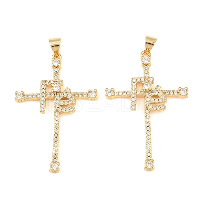 Brass Micro Pave Cubic Zirconia Pendants KK-C162-064G-1