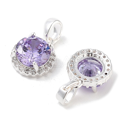 Brass Micro Pave Cubic Zirconia Charms KK-B102-06S-1