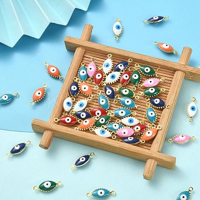 50Pcs Brass Enamel Connector Charms KK-CJ0001-81-1