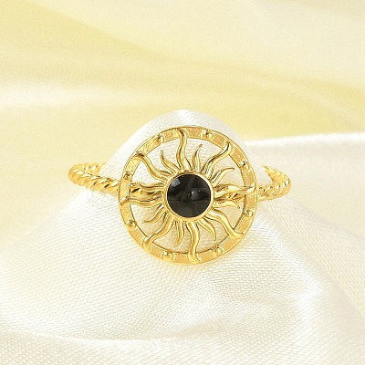 304 Stainless Steel Enamel Cuff Rings for Women LS-RJEW-G338-01G-02-1