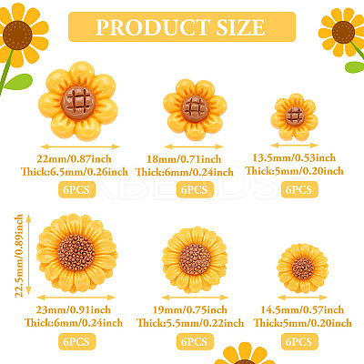 36Pcs 6 Styles Opaque Resin Cabochons RESI-TA0002-96-1