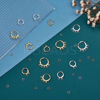 12Pcs 6 Style Brass Leverback & 4Pcs 2 Color Hoop Earring Findings FIND-SZ0002-66-1