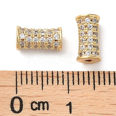 Brass Micro Pave Cubic Zirconia Beads KK-P239-24G-1
