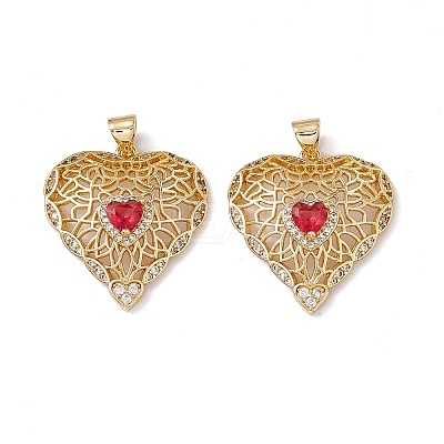 Brass Cubic Zirconia Pendants KK-B061-02G-1