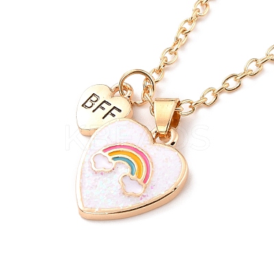 BFF/Best Friends Forever Alloy Pendant Necklaces NJEW-K124-01G-02-1