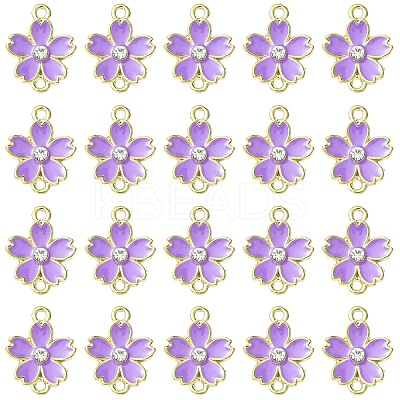 20Pcs Alloy Enamel 5-Petal Flower Connector Charms FIND-YW0009-33D-1