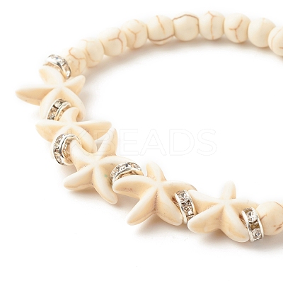 Synthetic Turquoise Starfish Stretch Bracelet BJEW-JB07702-04-1