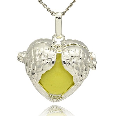 Silver Color Plated Brass Hollow Heart Cage Pendants KK-J241-07S-1