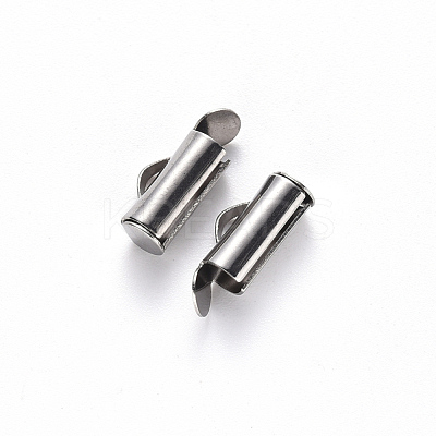 Non-Tarnish 304 Stainless Steel Slide On End Clasp Tubes X-STAS-S115-01C-P-1