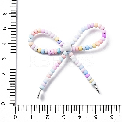 Alloy & Glass Seed Beads Bowknot Chandelier Component Links PALLOY-D359-03C-1