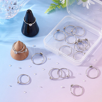 18Pcs 304 Stainless Steel Finger Ring Rhinestone Settings STAS-TA0005-86P-1