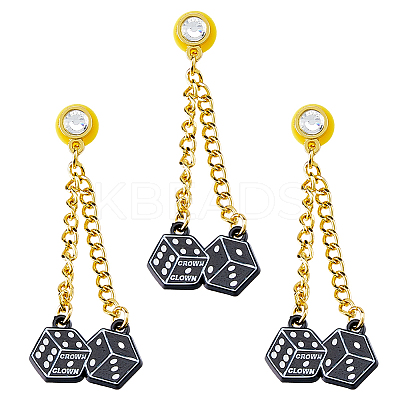 3Pcs Alloy Micro Pave Clear Cubic Zirconia Pin JEWB-FH0003-25C-1