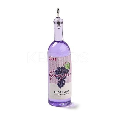Transparent Resin Wine Bottle Pendants RESI-P030-01P-1