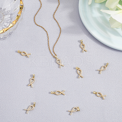 10Pcs Brass Micro Pave Cubic Zirconia Pendants KK-BBC0019-34-1