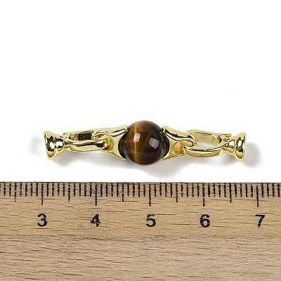 Natural Tiger Eye with Brass Fold Over Clasps G-G141-03G-14-1