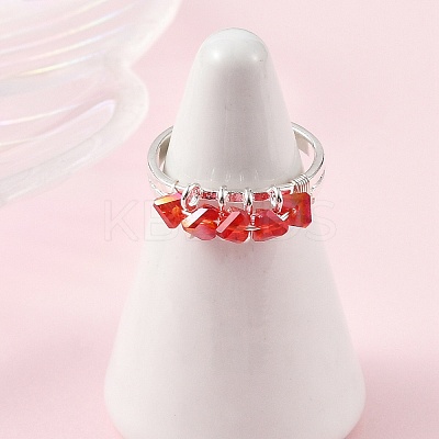 Glass Cuff Open Rings RJEW-JR01082-1