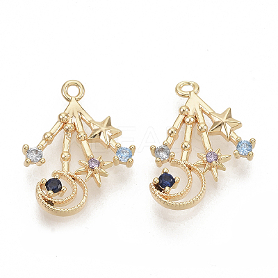 Brass Cubic Zirconia Pendants X-KK-T050-07G-NF-1