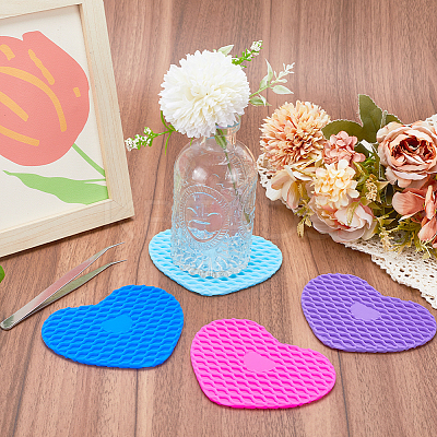 4Pcs 4 Colors Silicone Hot Resistant Cup Mats AJEW-GF0008-28B-1