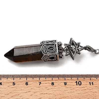 Natural Tiger Eye Faceted Bullet Pointed Dowsing Pendulums G-B149-14AS-06-1