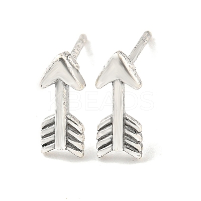Rack Plated Arrow Brass Stud Earrings for Women EJEW-Z048-16P-1