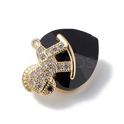 Real 18K Gold Plated Rack Plating Brass Micro Pave Clear Cubic Zirconia Pendants KK-C015-09G-17-1