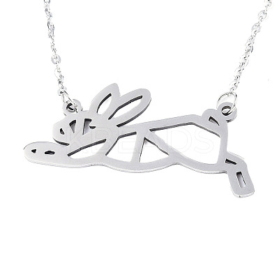 Non-Tarnish 201 Stainless Steel Bunny Pendant Necklaces LS-NJEW-T009-JN027-1-40-1