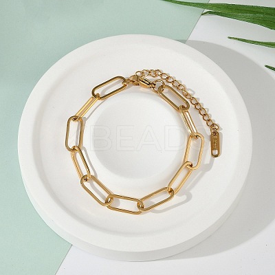 Simple 304 Stainless Steel Paperclip Chains Bracelets for Summer Beach PM6439-9-1