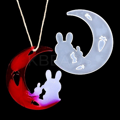 DIY Animal on the Crescent Moon Big Pendant Silhouette Silicone Molds DIY-F125-02-1