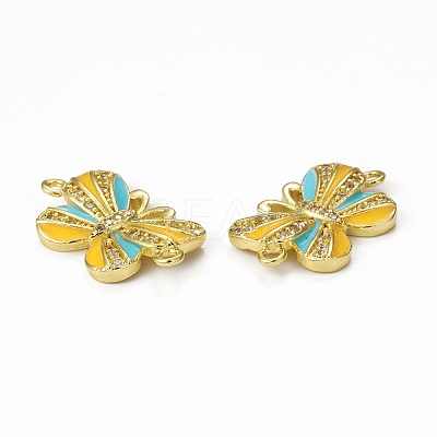 Brass Micro Pave Cubic Zirconia Connector Charms KK-E068-VB407-3-1