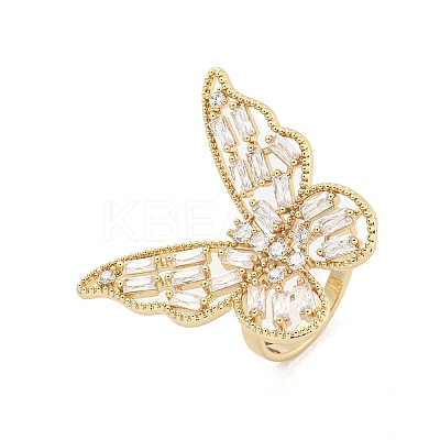 Brass Micro Pave Cubic Zirconia Cuff Rings RJEW-I103-064G-1