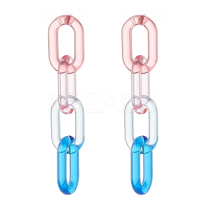 2Pair 2 Color Candy Color Acrylic Cable Chain Tassel Dangle Stud Earrings for Women EJEW-JE04769-1