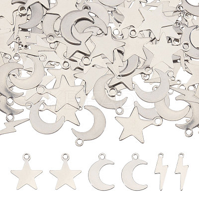120Pcs 3 Styles Stainless Steel Pendants STAS-CA0002-43-1