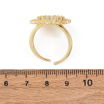 Adjustable Brass Micro Pave Cubic Zirconia Cuff Rings for Women RJEW-B139-07G-02-1