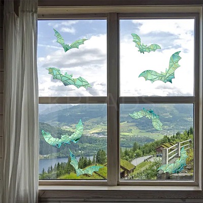 2PCS 2 Styles PVC Stickers Colorful Window Stickers 3D Laser Bat Static Glass Window Stickers JX825A-1