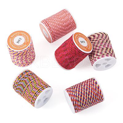 6 Rolls 6 Colors 4-Ply Polycotton Cord with Metallic Thread OCOR-TA0003-05B-1