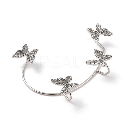 Butterfly Crystal Rhinestone Cuff Earrings for Girl Women Gift EJEW-F275-02B-P-1